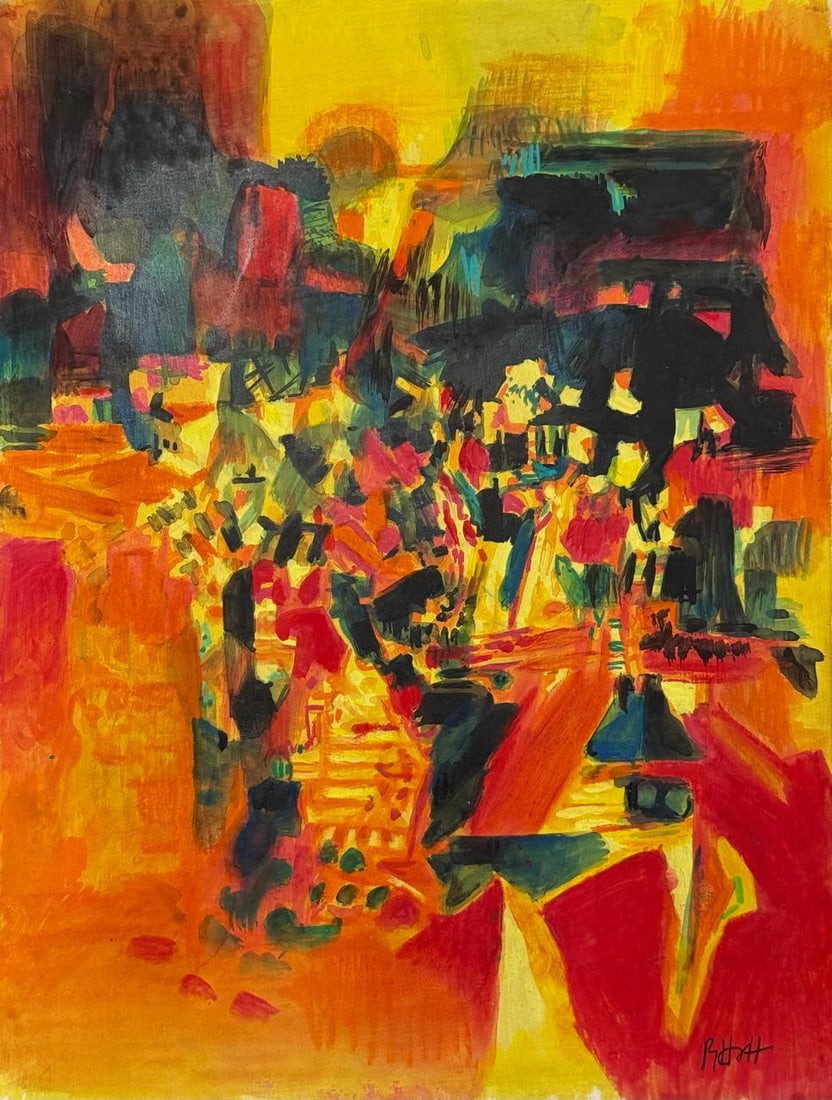 S. H. Raza (Mixed media on Paper Painting) In the style of (1 of 4)