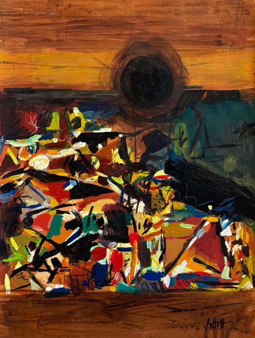 S. H. Raza (Mixed media on Paper Painting) In the style of (1 of 4)
