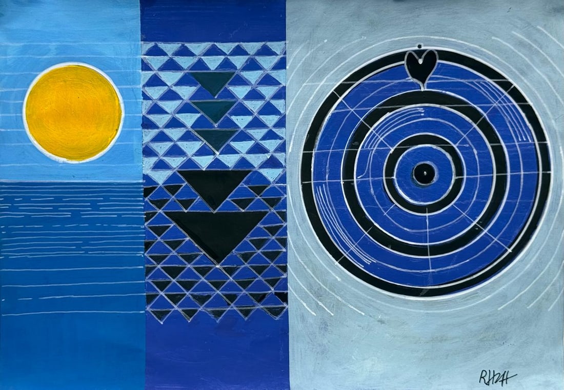 S. H. Raza (Mixed media on Paper Painting) In the style of (1 of 4)