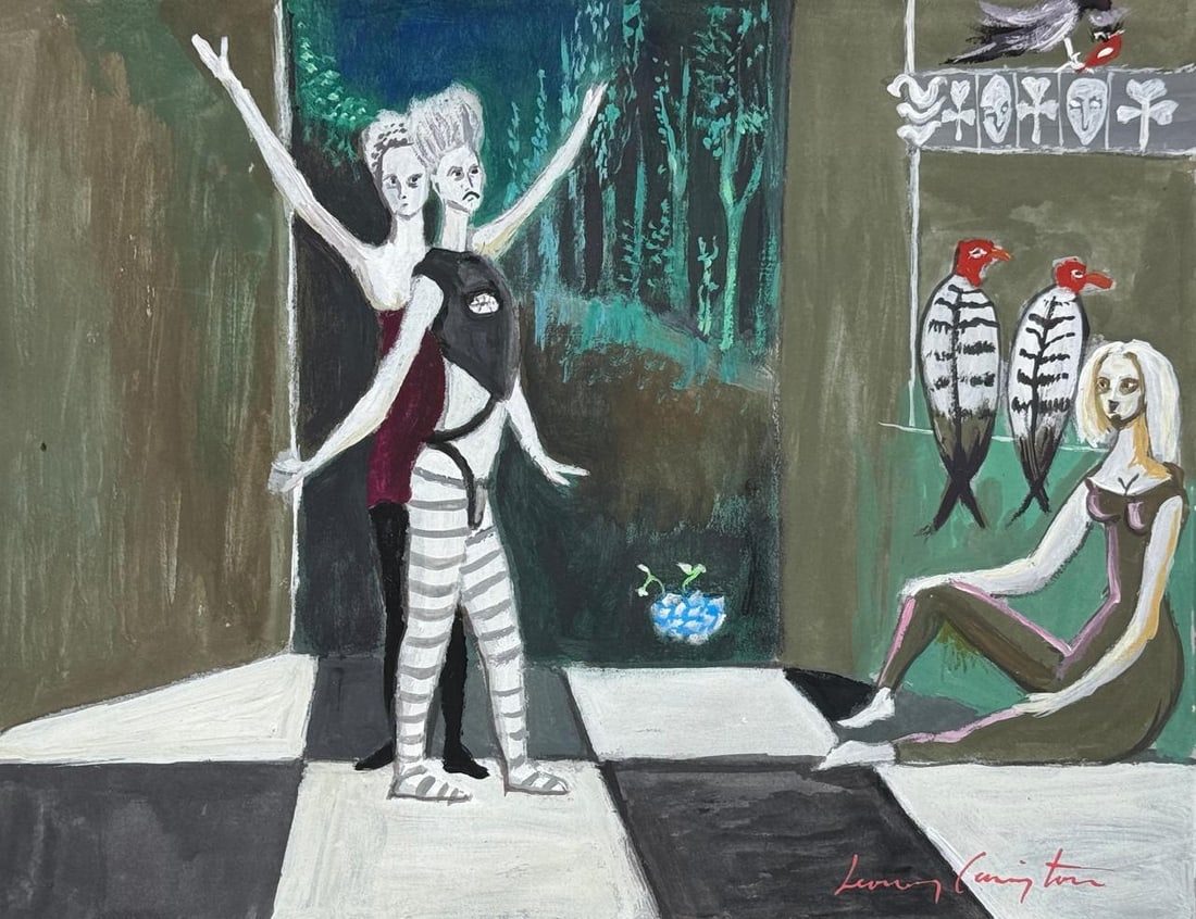 Leonora Carrington (Mixed Media On Paper Painting) In the style of (1 of 4)