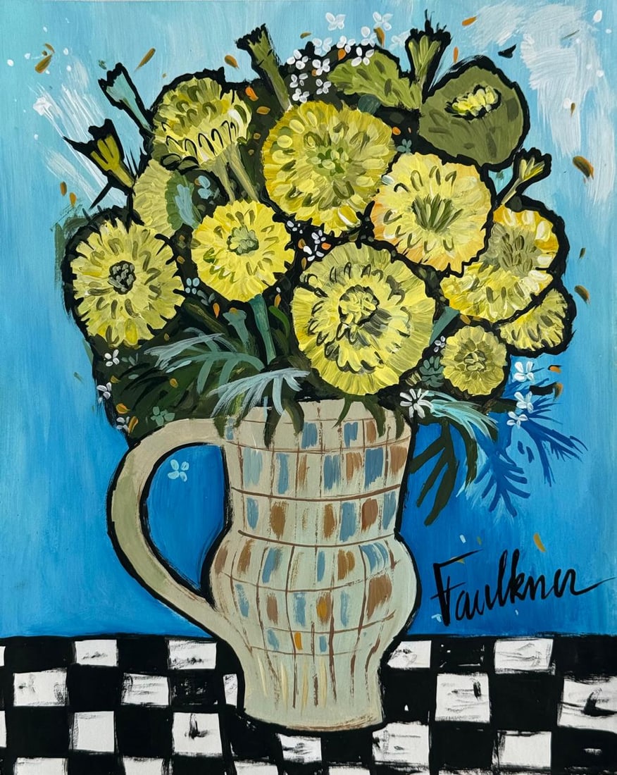 Henry Faulkner (Mixed media on Paper Painting) In the style of (1 of 4)