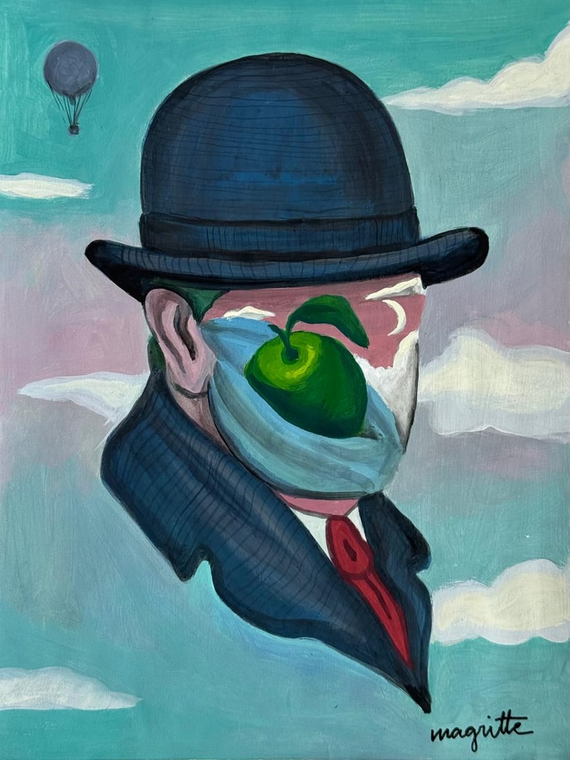 Rene Magritte (Mixed Media On Paper Painting) In the style of (1 of 4)