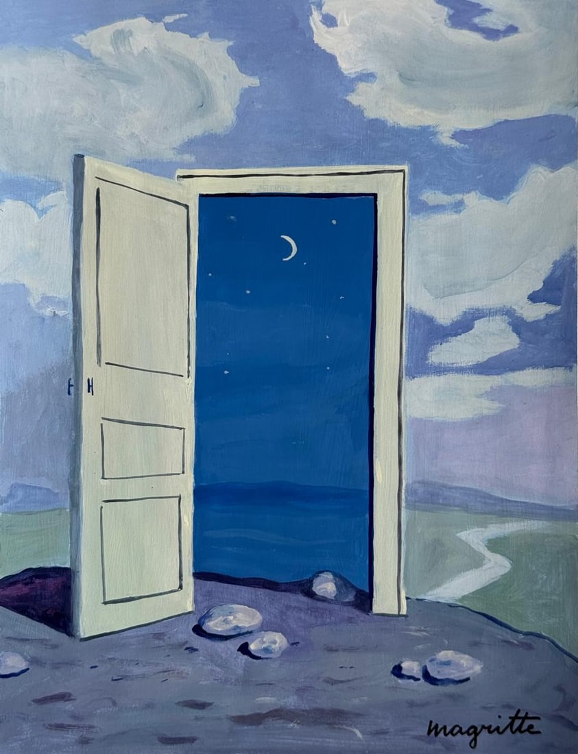 Rene Magritte (Mixed Media On Paper Painting) In the style of (1 of 4)