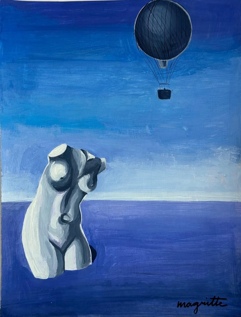 Rene Magritte (Mixed Media On Paper Painting) In the style of (1 of 4)