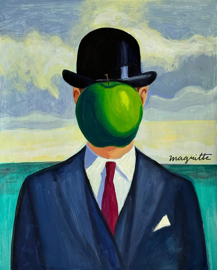 Rene Magritte (Mixed Media On Paper Painting) In the style of (1 of 4)