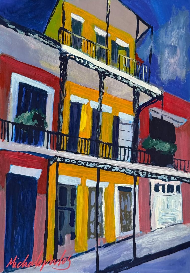 James Michalopoulos (Mixed Media On Paper Painting) In the style of (1 of 4)