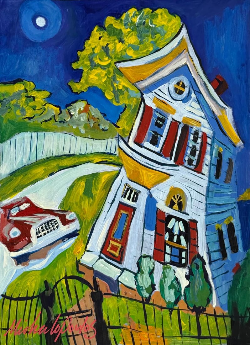 James Michalopoulos (Mixed Media On Paper Painting) In the style of: Mixed media painting on paper, rendered in the style of James Michalopoulos. Measures: 8” x 11” Inches aprox. Provenance: Private Collection. "In the style of" means after the artist. Mich