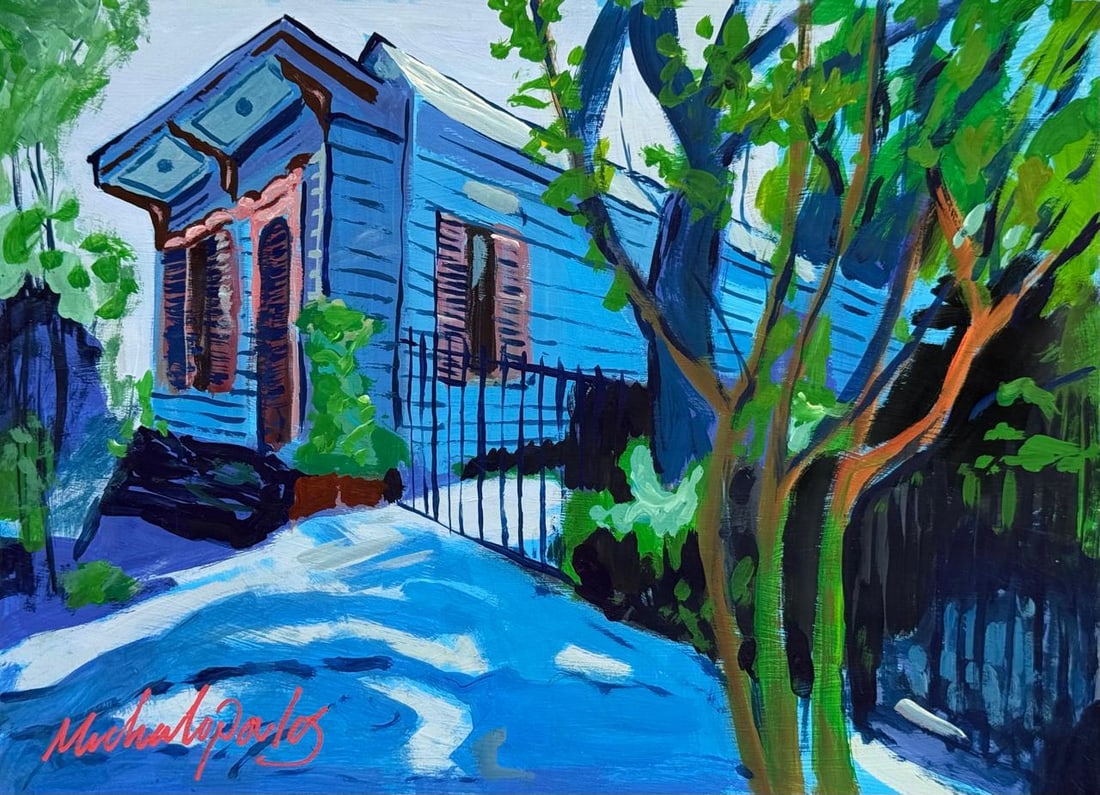 James Michalopoulos (Mixed Media On Paper Painting) In the style of: Mixed media painting on paper, rendered in the style of James Michalopoulos. Measures: 8” x 11” Inches aprox. Provenance: Private Collection. "In the style of" means after the artist. Mich