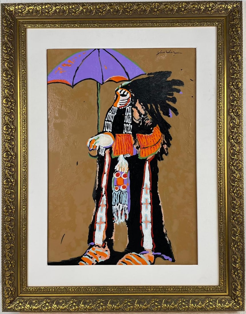 Fritz Scholder (Oil on Cardboard Painting) in the style of (1 of 4)