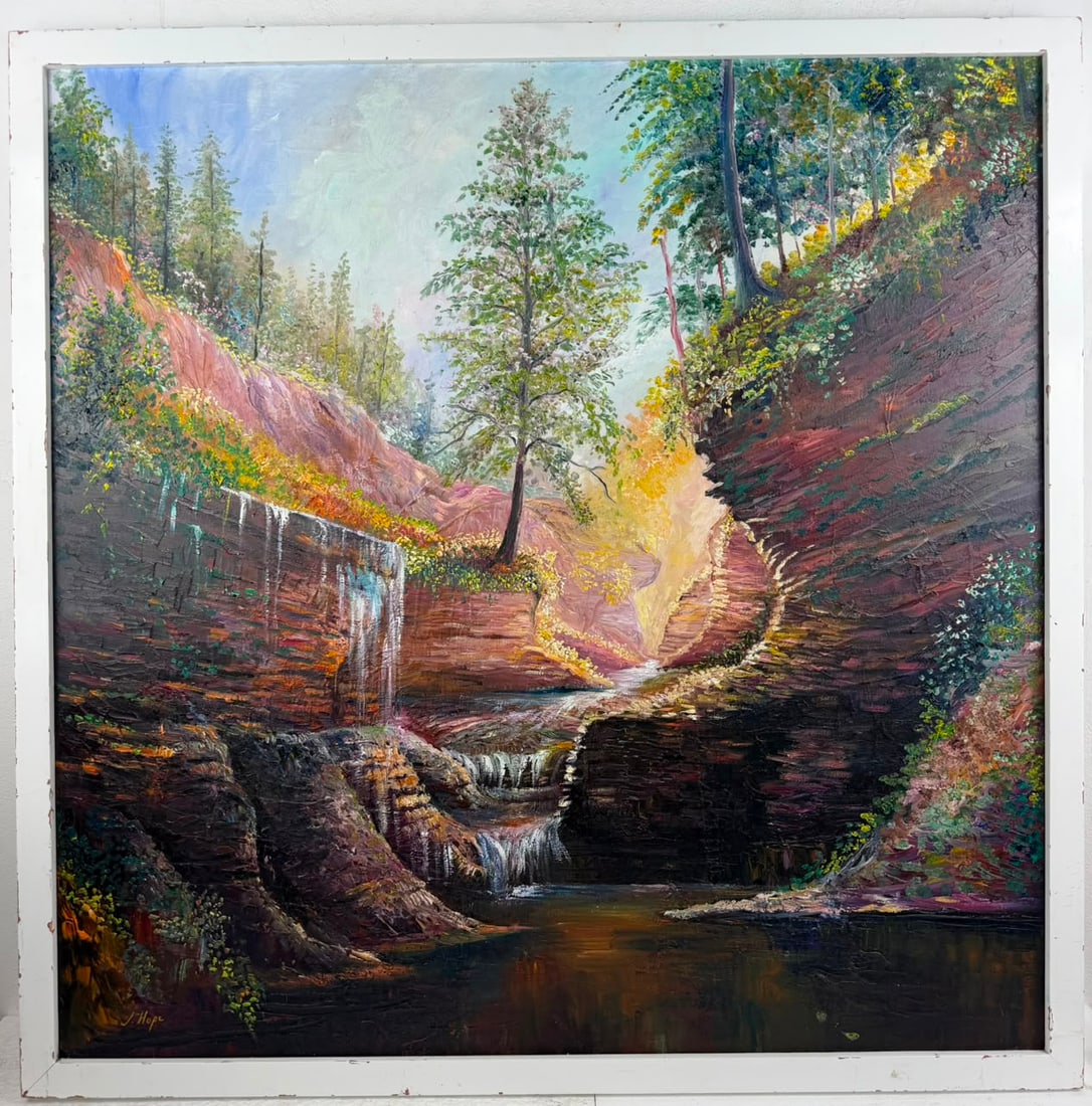 James Hope (Oil on Canvas Painting) in the style of: Rendered in the style of James Hope. Technique: Oil on Canvas painting. Measures: 37.5 x 37.5 Inches aprox. Provenance: Private collection. "In the style of" means after the artist. The artwork is fra