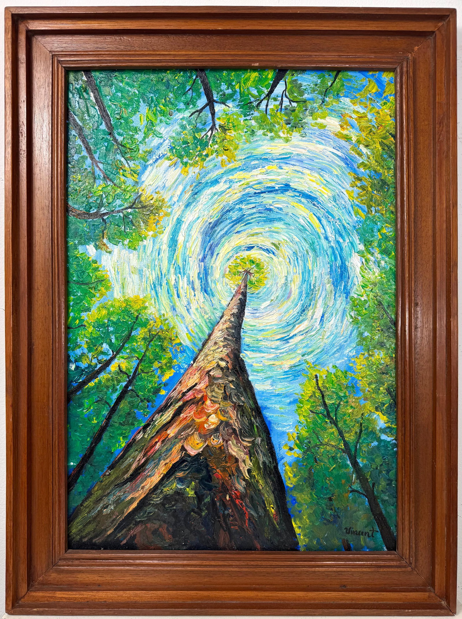 Vincent Van Gogh Dutch (Oil on Canvas Painting) in the style of: Rendered in the style of Vincent Van Gogh. Technique: Oil on Canvas Painting. Measures: 23" x 30.5" Inches. Provenance:Private Collection. "In the style of" means after the artist. The work is framed.