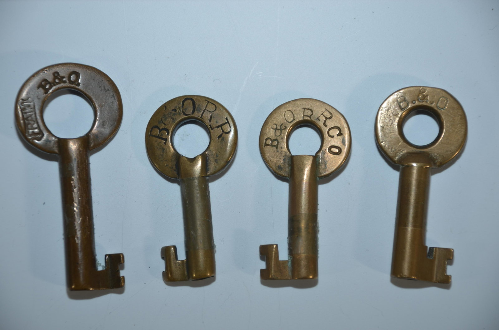 Four Baltimore and Ohio RR Brass Switch Keys by Different Makers (1 of 3)
