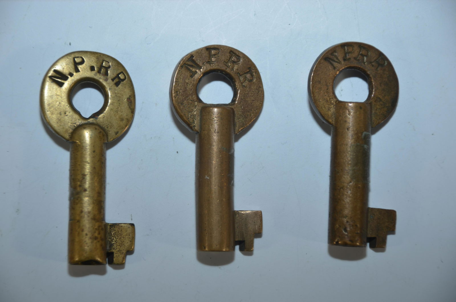 Three Different Northern Pacific RR Brass Switch Keys (1 of 3)