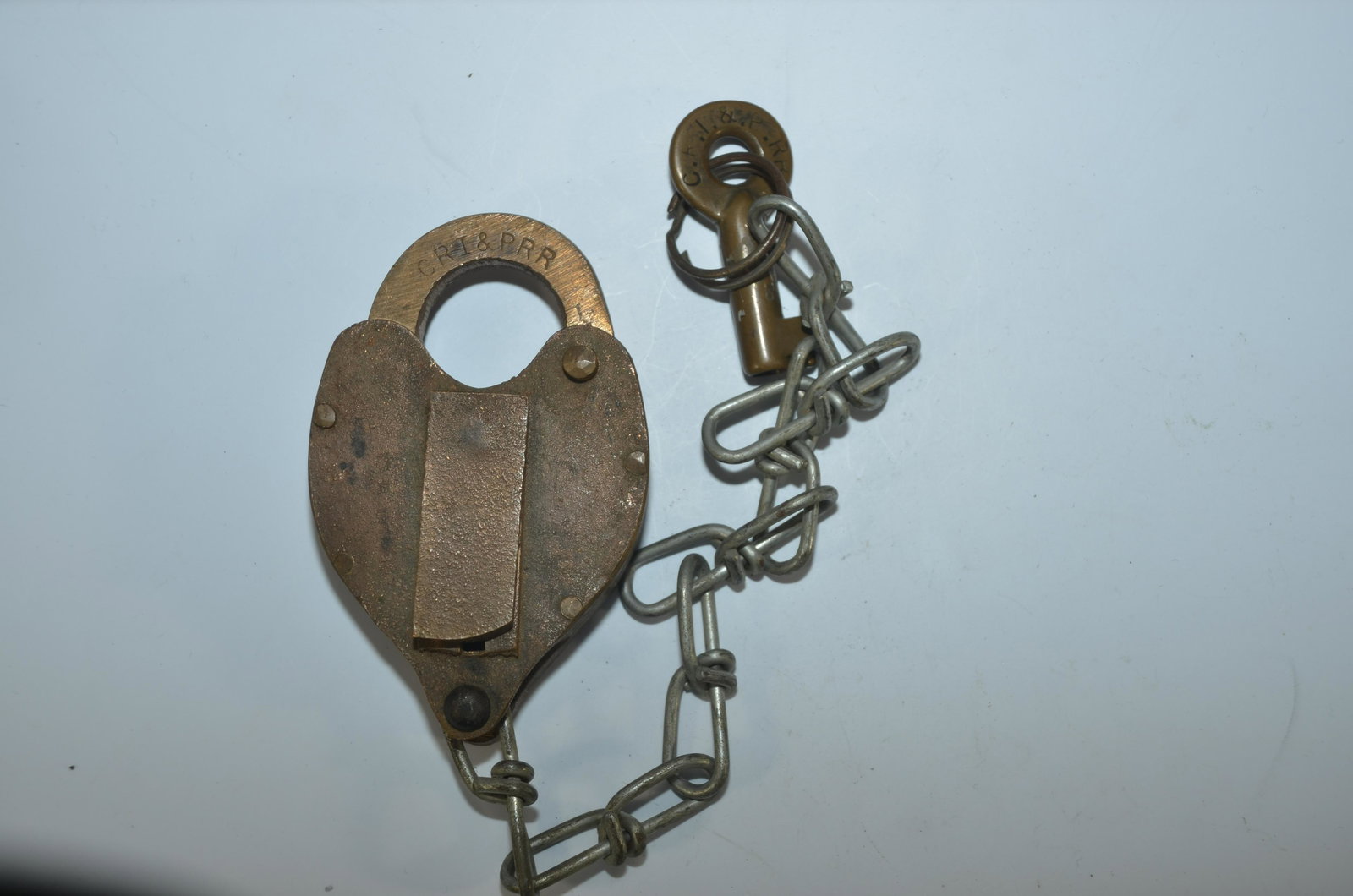 Rock Island RR Brass Hansl Mfg Switch Lock and Key (1 of 7)