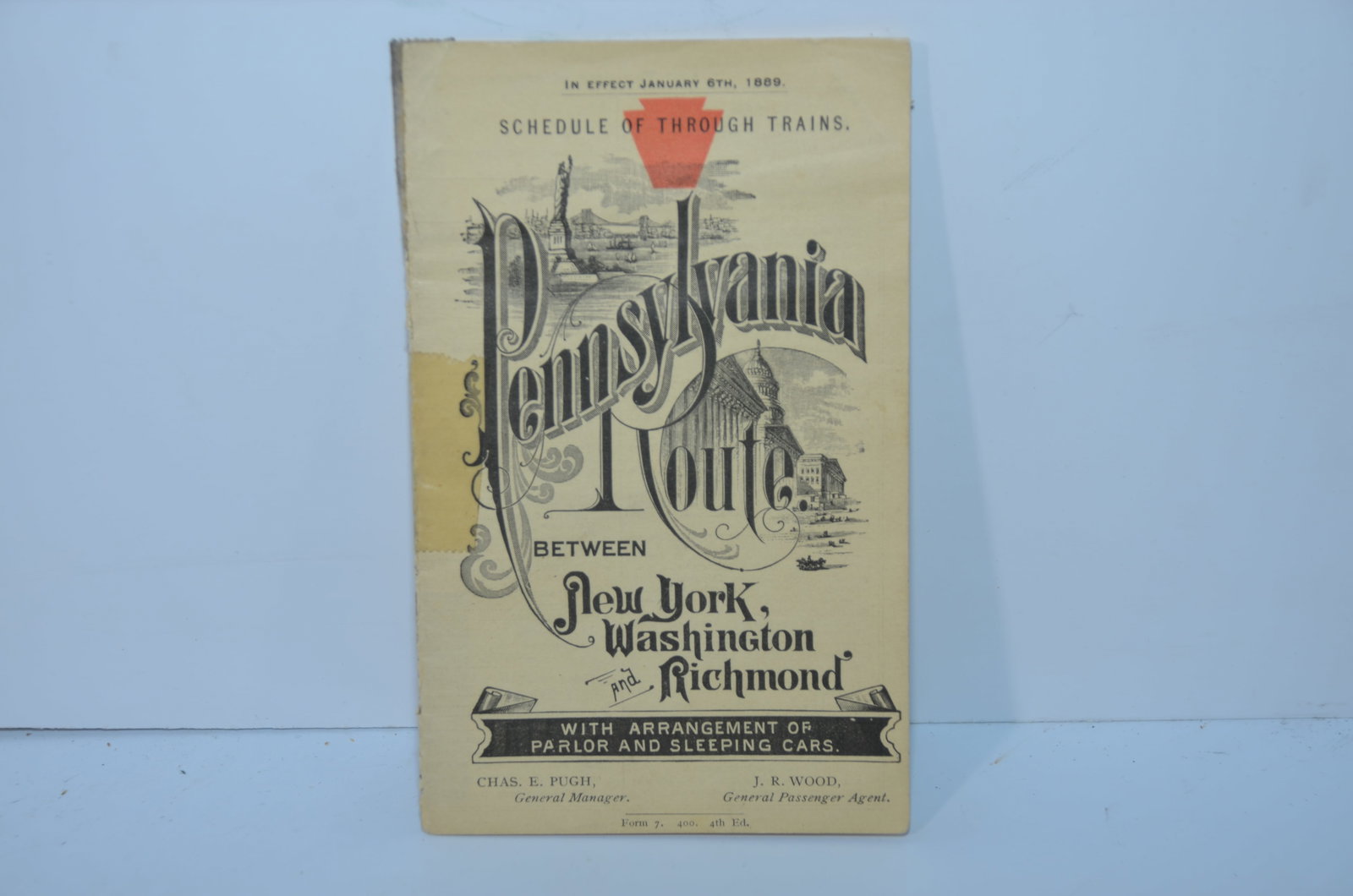 Pennsylvania RR Pocket-Sized Timetable-January 6, 1889 (1 of 3)