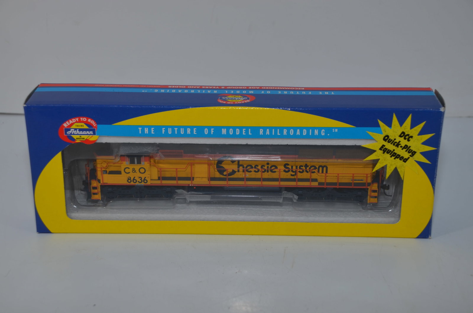 Chesapeake and Ohio RR Athearn SD50 DC Diesel Locomotive #8636-HO Scale: This is a Chesapeake and Ohio Railroad Athearn SD50 DC diesel locomotive #8636 in HO scale. New in the original box! It has been tested and runs well!