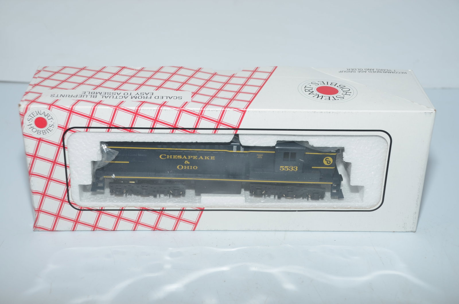 Chesapeake and Ohio RR Stewart Baldwin AS-616 DC Diesel Loco #5533-HO Scale: This is a Chesapeake and Ohio Railroad Stewart Hobbies AS-616 DC diesel locomotive #5533 in HO scale. New in the original box. All handrail parts are in the box as well. It has been tested and runs we