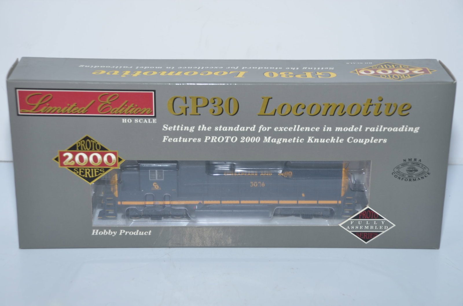 Chesapeake and Ohio RR Life-Like Proto 2000 GP30 DC Diesel Loco #3026-HO Scale: This is a Chesapeake and Ohio Railroad Life-Like Proto 2000 GP30 DC diesel locomotive #3026 in HO scale. New in the original box! It has been tested and will need to be serviced to run well.