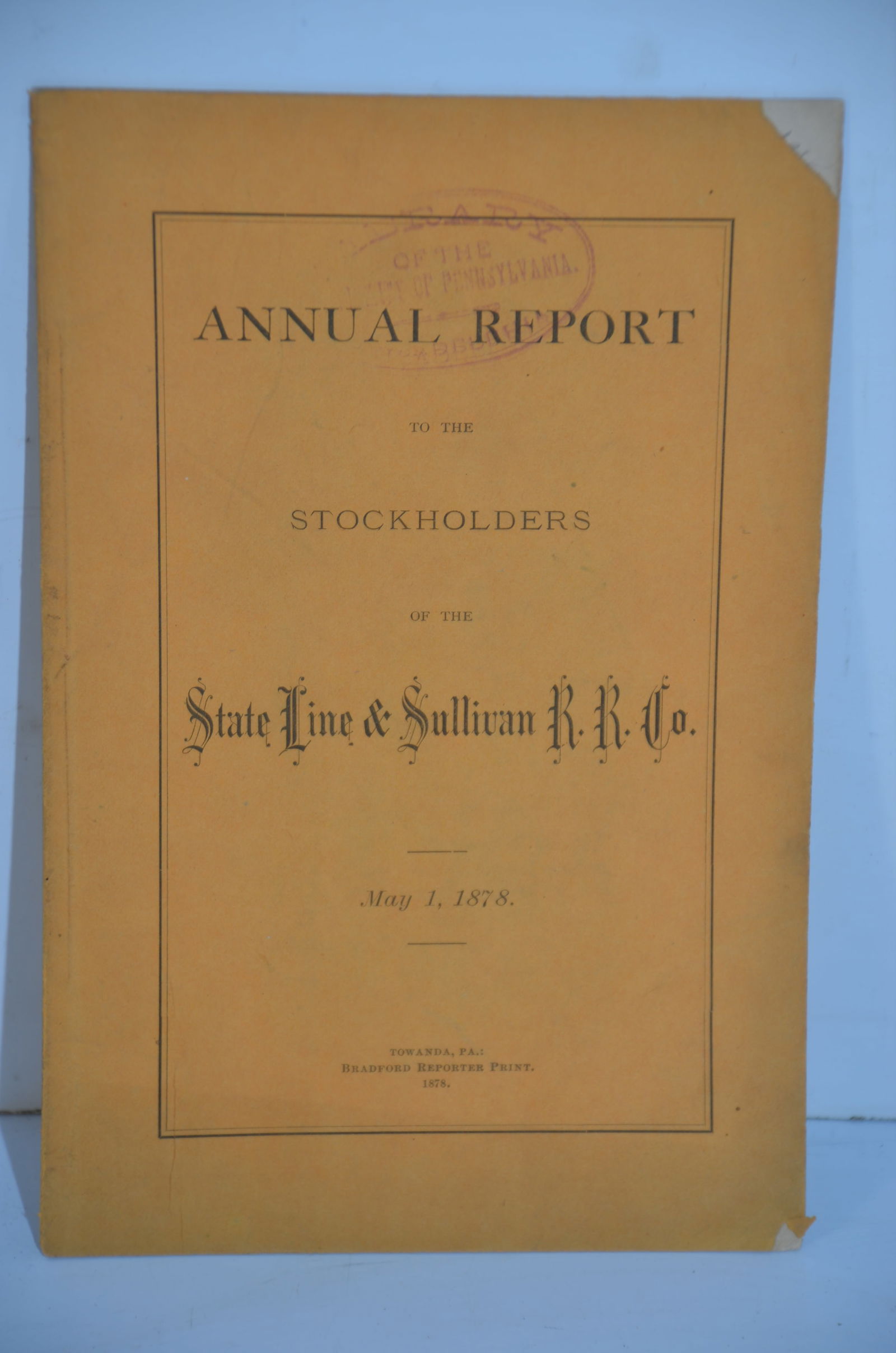 State Line and Sullivan RR 4th Annual Report-May 1, 1878 (1 of 2)