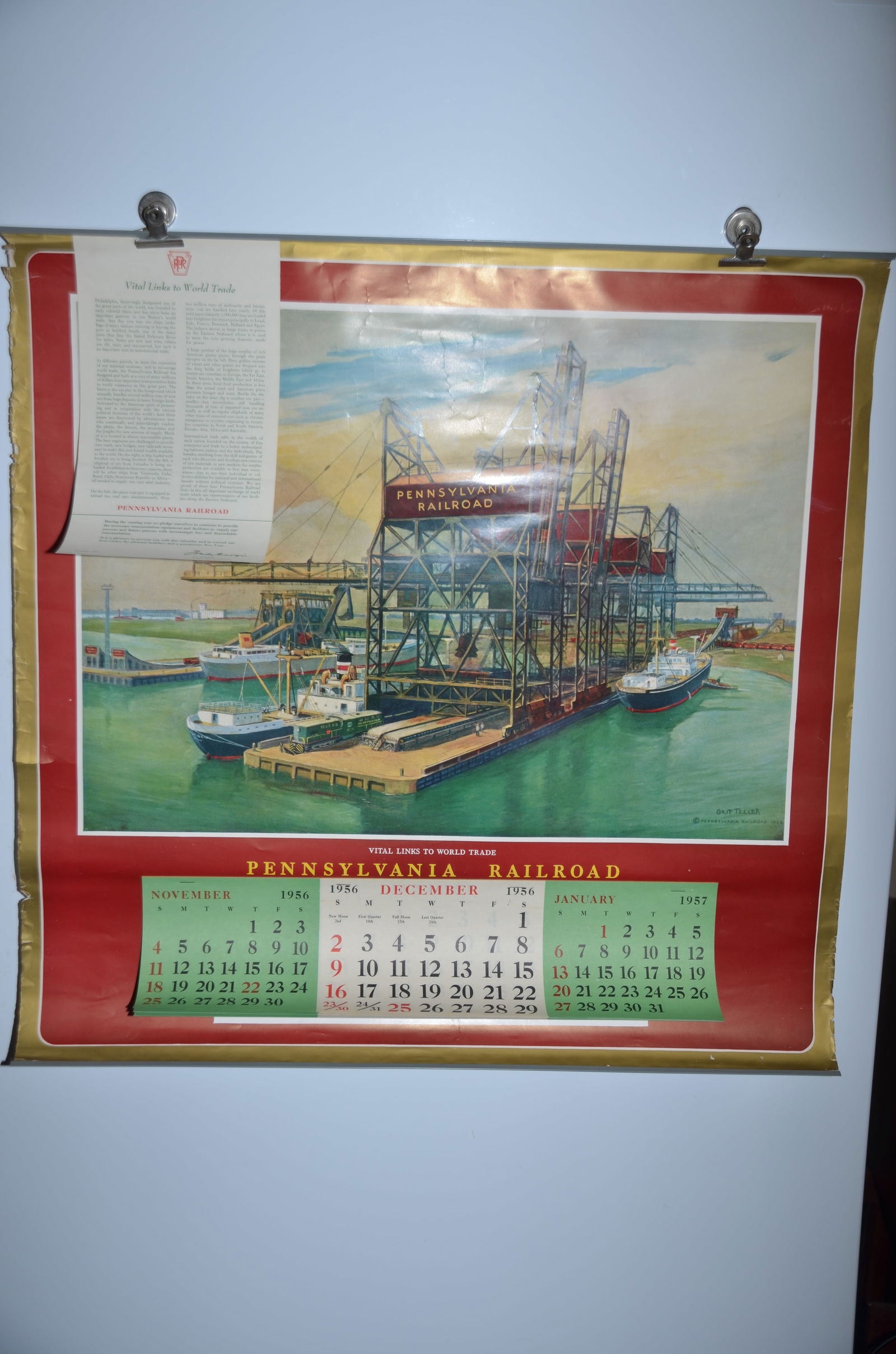1957 Pennsylvania Railroad Calendar-Vital Links to World Trade (1 of 3)