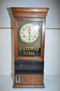 Western Maryland RR Jennings, MD Water Station Clock: This is a Western Maryland Railroad time stamp clock from the Jennings, MD water station. Amazing specimen! Excellent face with the WM logo and clock location clearly displayed on it. Pendulum is incl