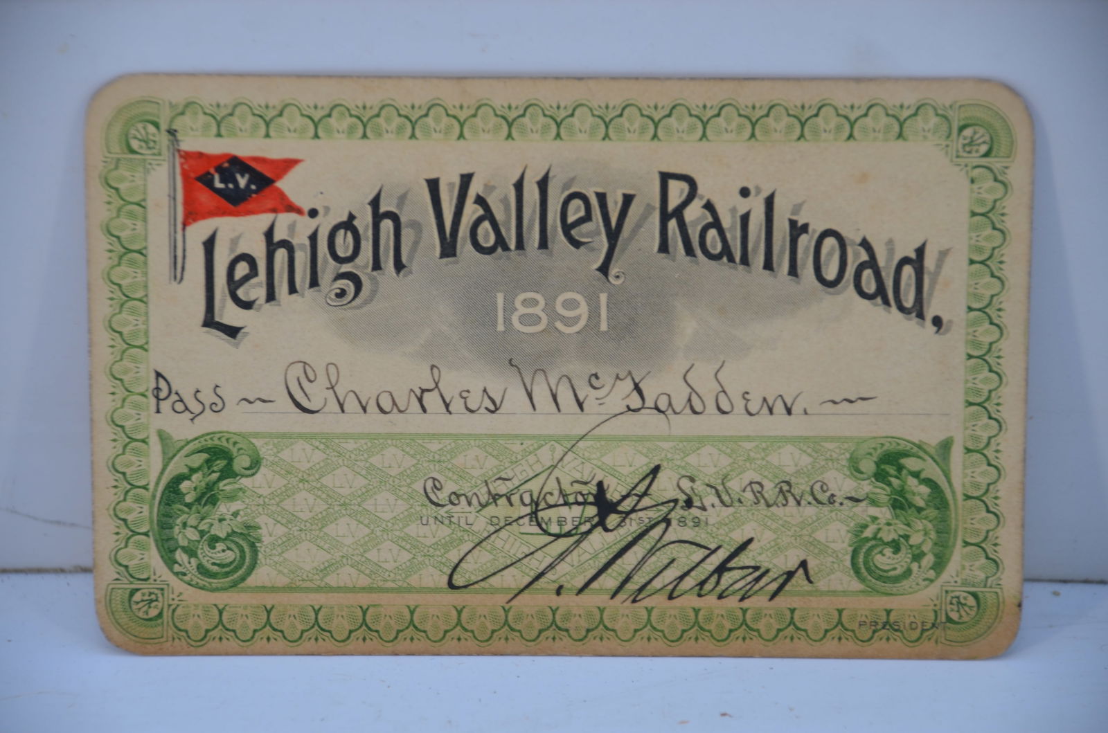 Lehigh Valley RR 1891 Pass (1 of 2)