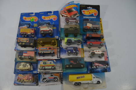 21 Hot Wheels Modern Trucks-New on Card-Lot 1: This is a lot of 21 Hot Wheels modern trucks that are all new-on card. See photos for details.