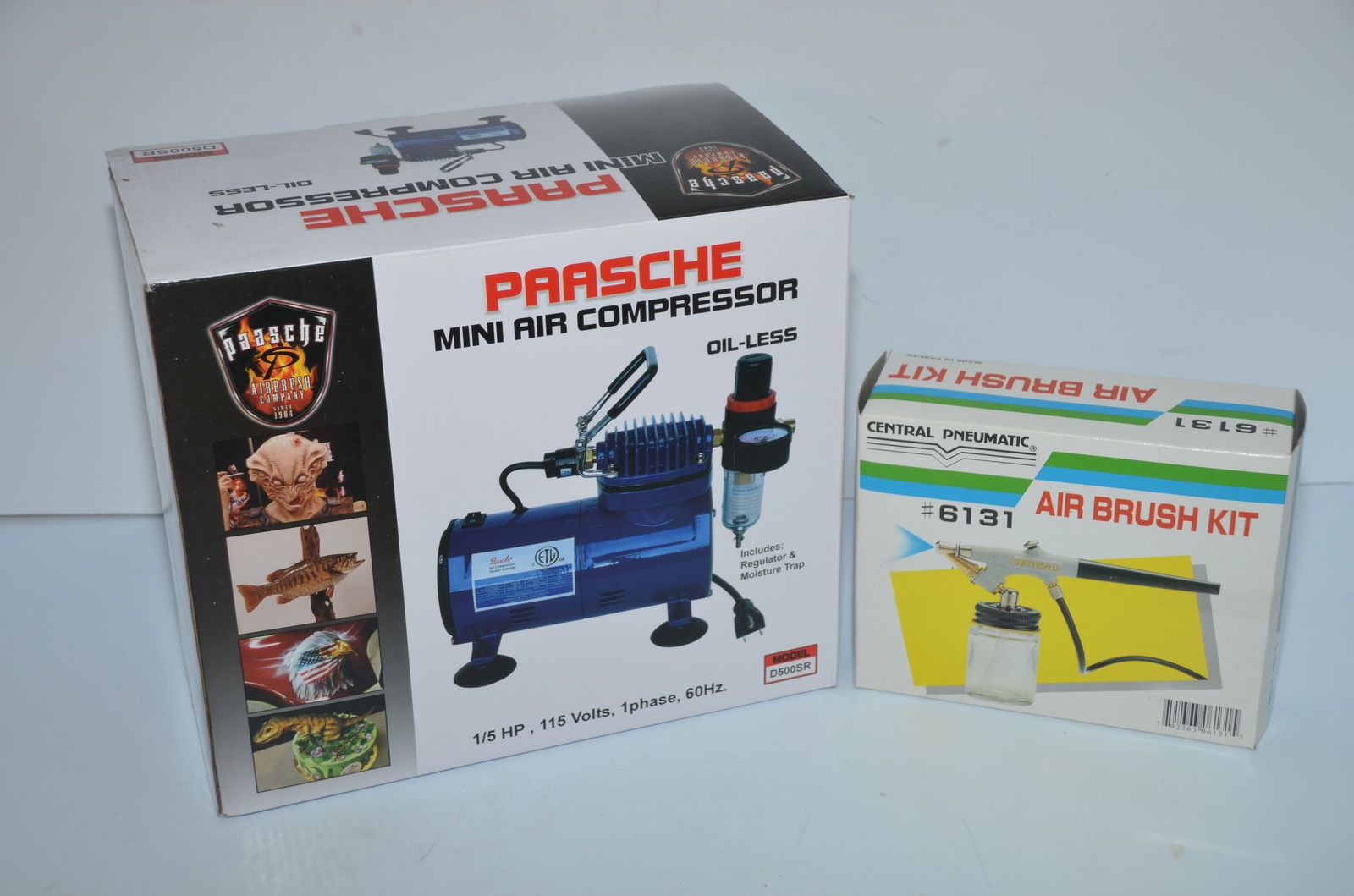 Paasche Mini Air Compressor And Central Pneumatic Air Brush Kit Auction