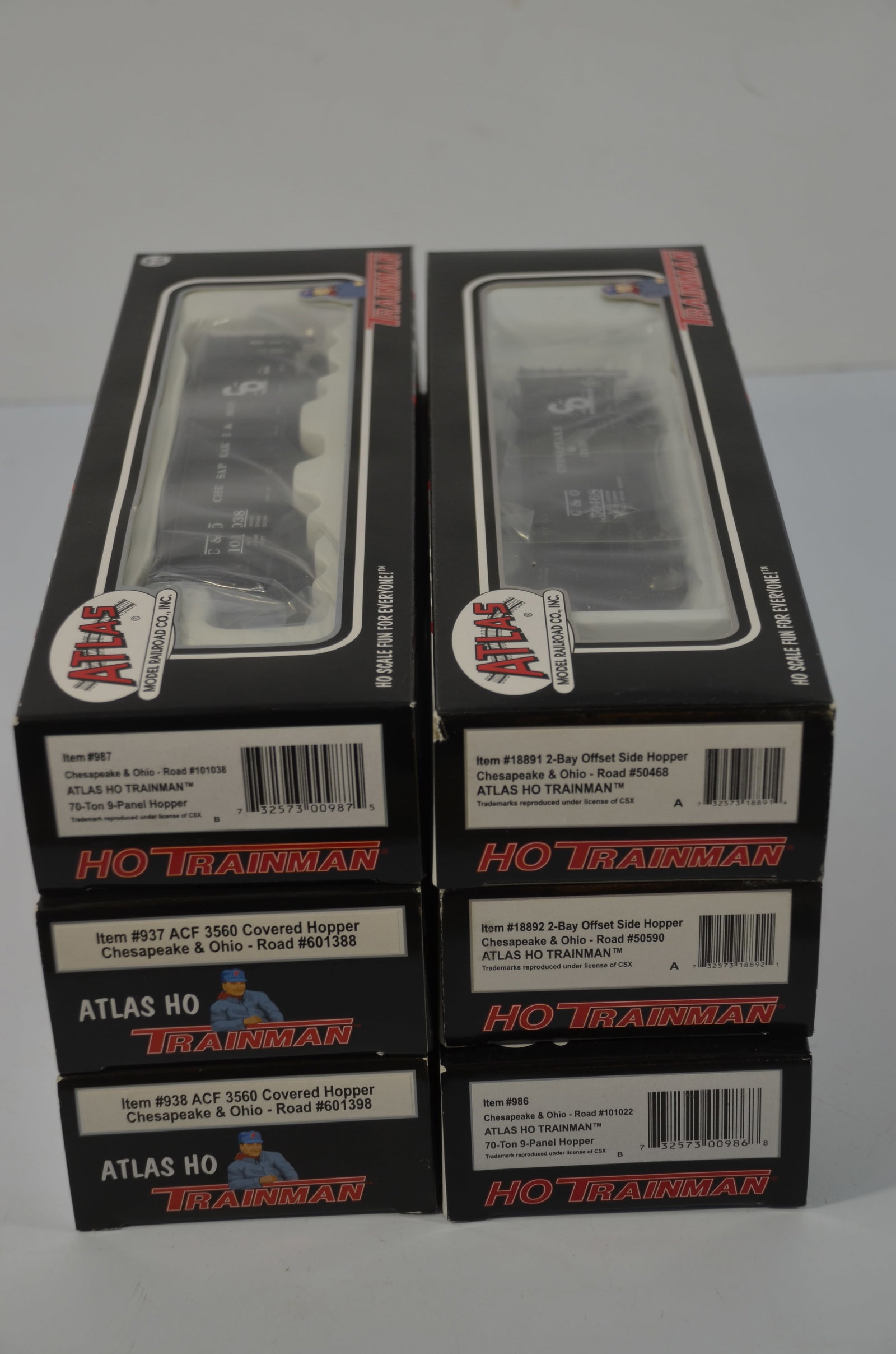 Chesapeake and Ohio RR 6-Pack Mixed Hopper Cars-Atlas TM-Ho Scale-New in Box (1 of 4)