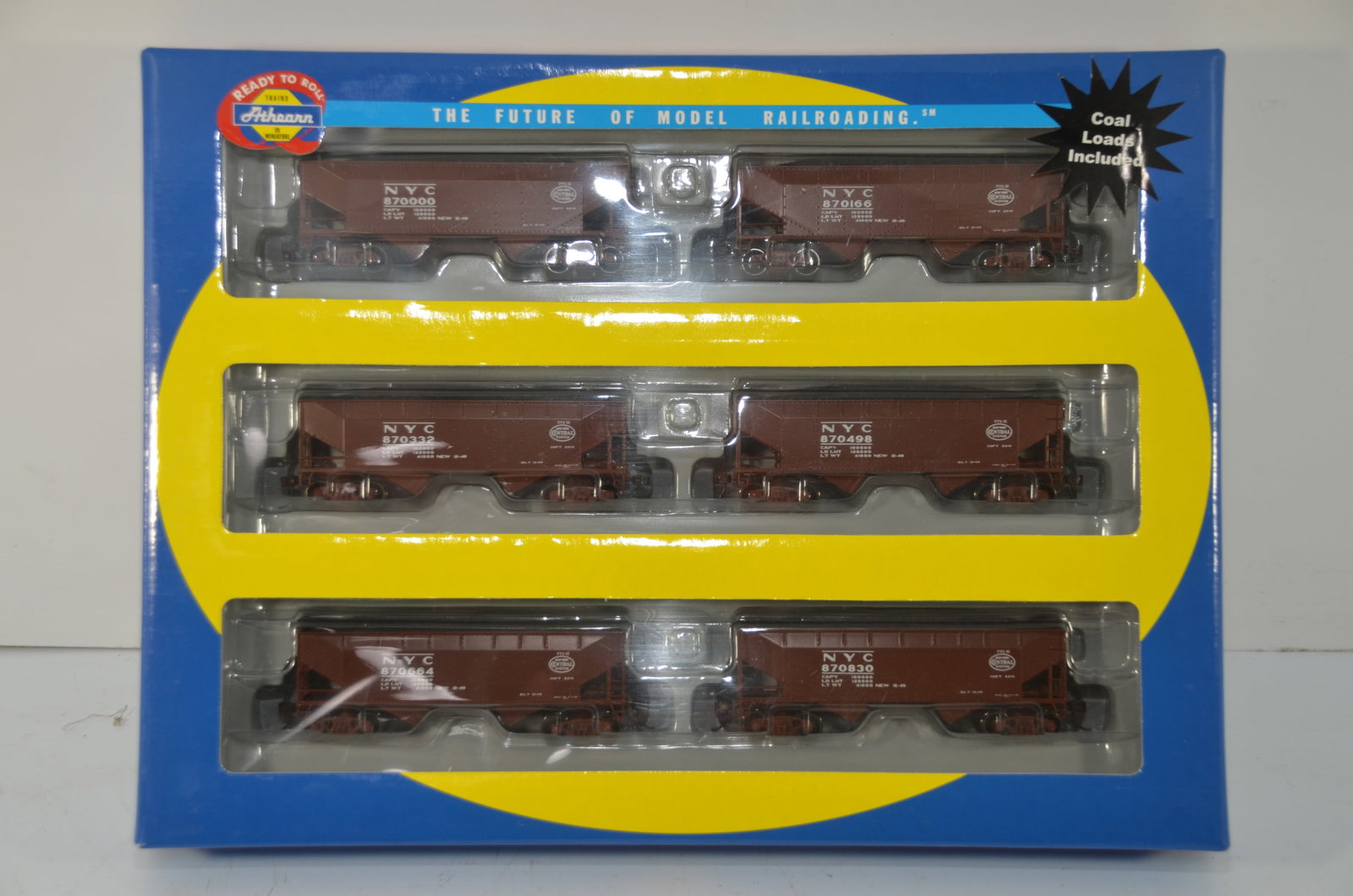 New York Central RR 6-Pack Athearn 34 Foot 2 Bay Hoppers-HO Scale-New in Box (1 of 2)