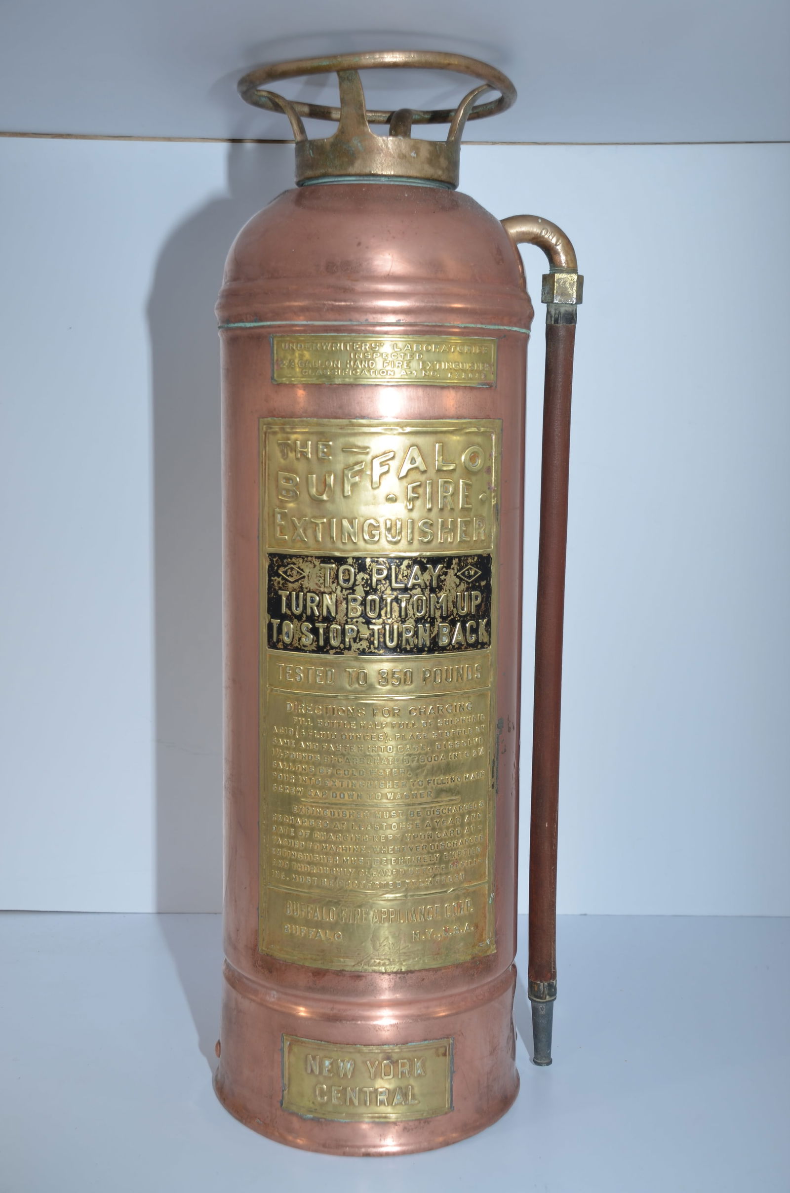 New York Central RR Tall Copper and Brass Fire Extinguisher (1 of 5)