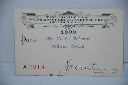 Colorado Springs and Cripple Creek District RY 1909 Pass