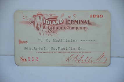 Midland Terminal RY 1899 Pass