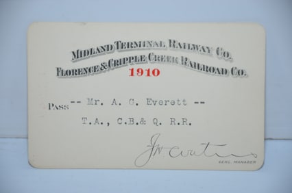 Midland Terminal/Florence and Cripple Creek RR 1910 Pass