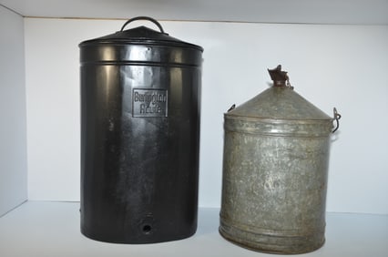 Two Large Burlington Route RR Cans