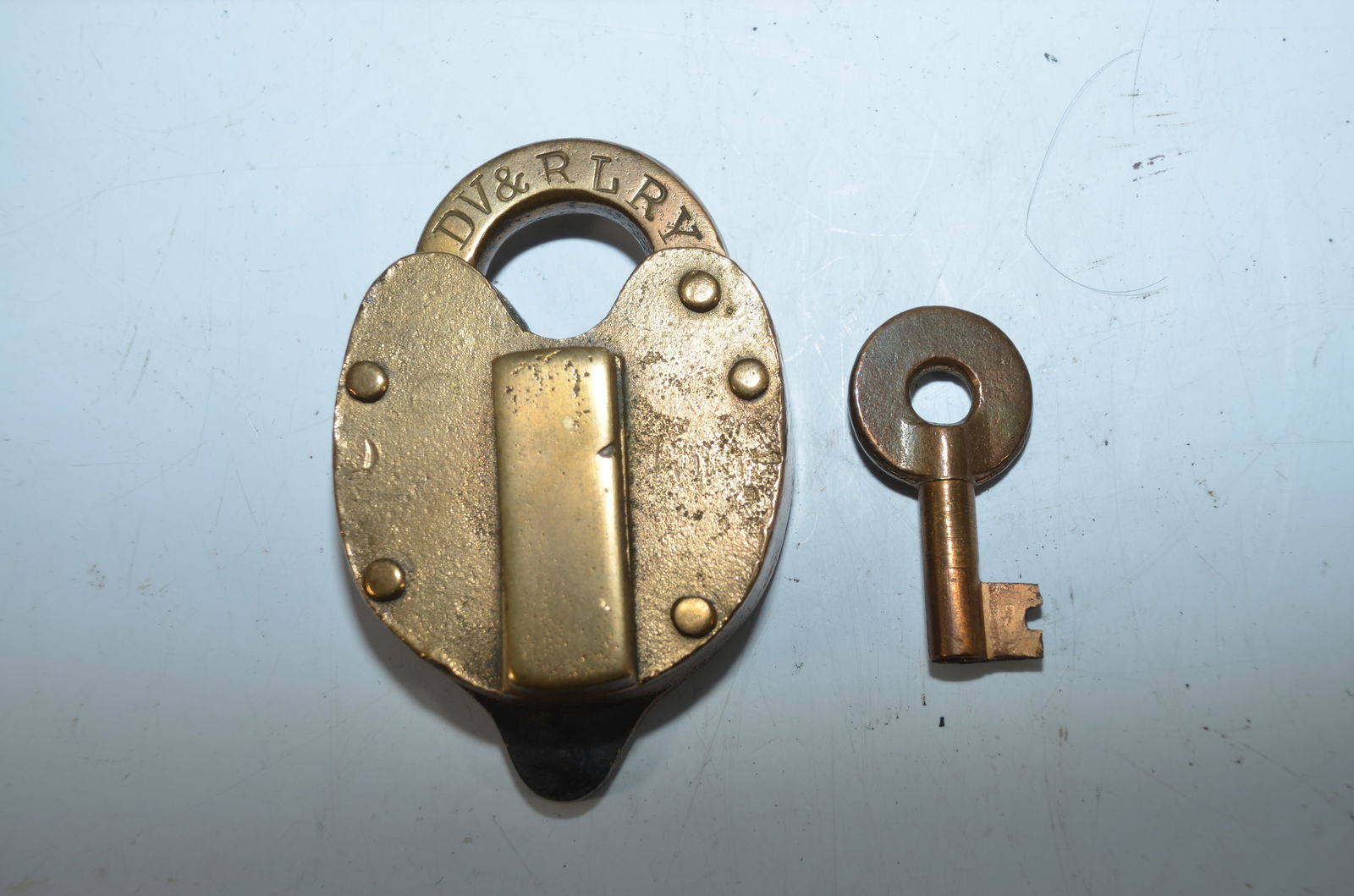 Duluth Virginia and Rainy Lake RY Brass Slaymaker Lock and Key (1 of 5)