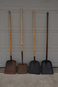 Lot of Four Pennsylvania RR and Erie RR Long Handled Shovels