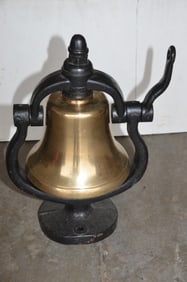 Large Steam Locomotive Brass Bell and Stanchion