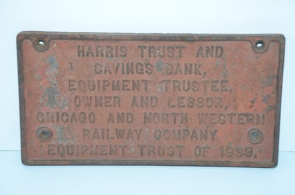 Chicago and Northwestern RY 1939 Trust Plate