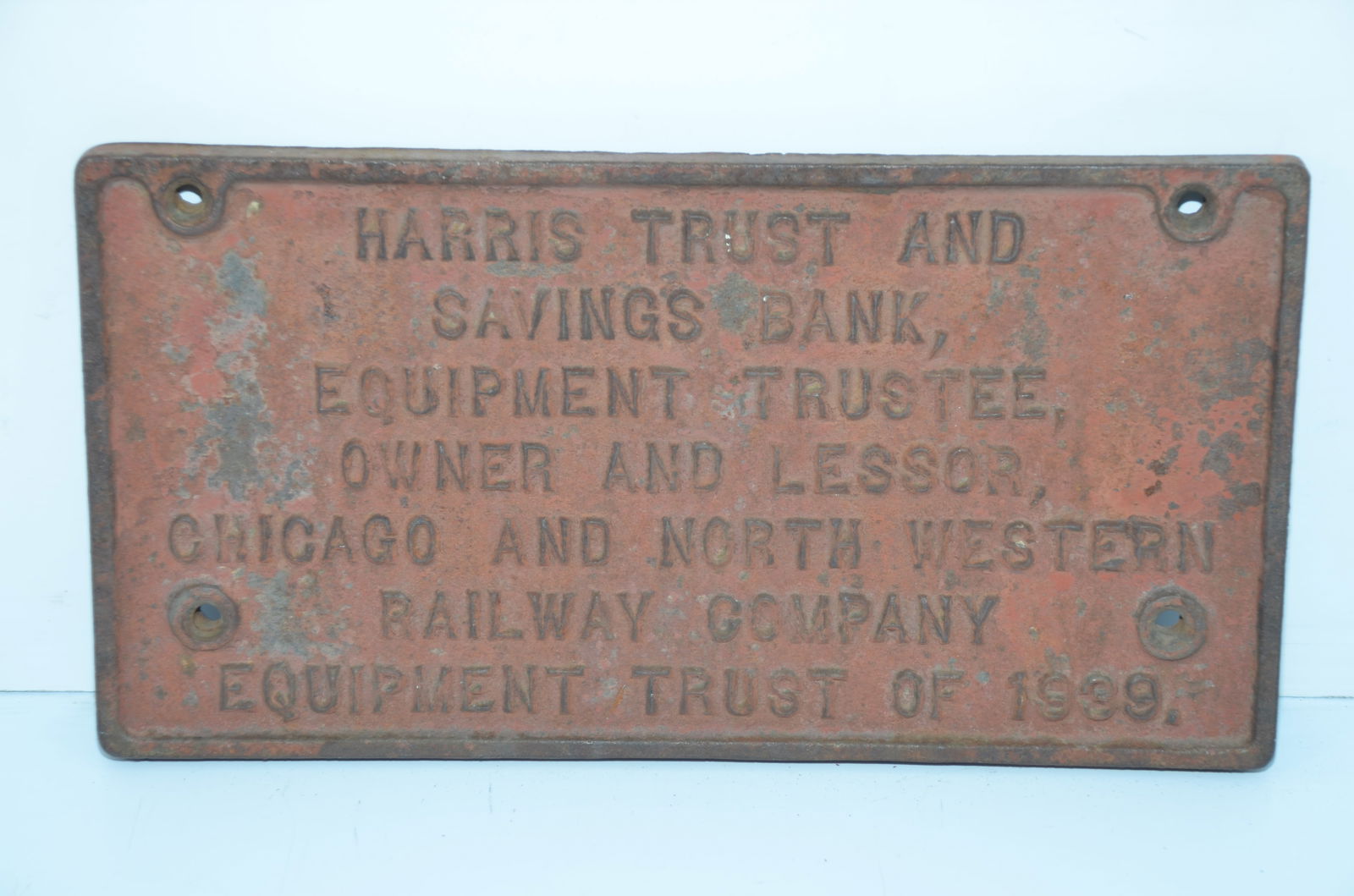 Chicago and Northwestern RY 1939 Trust Plate (1 of 2)