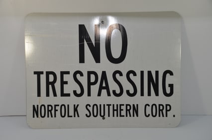 Norfolk Southern RR No Trespassing Sign