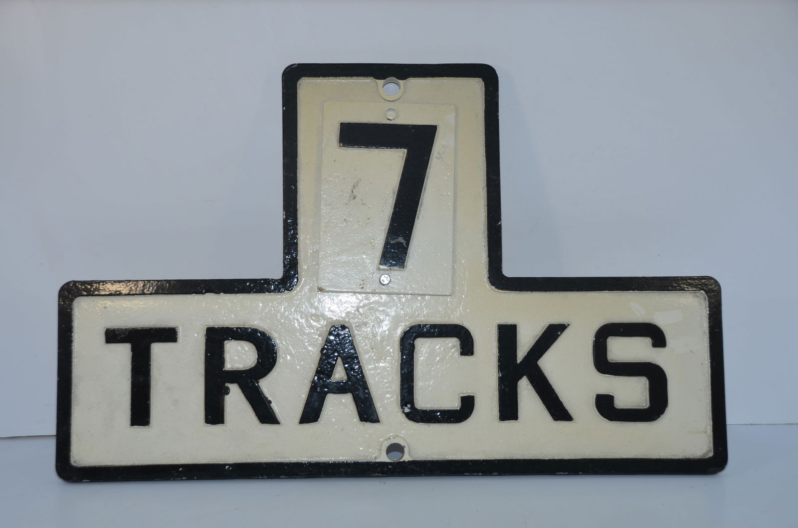 Two-Sided 7 TRACKS Cast Iron RR Crossing Sign (1 of 2)