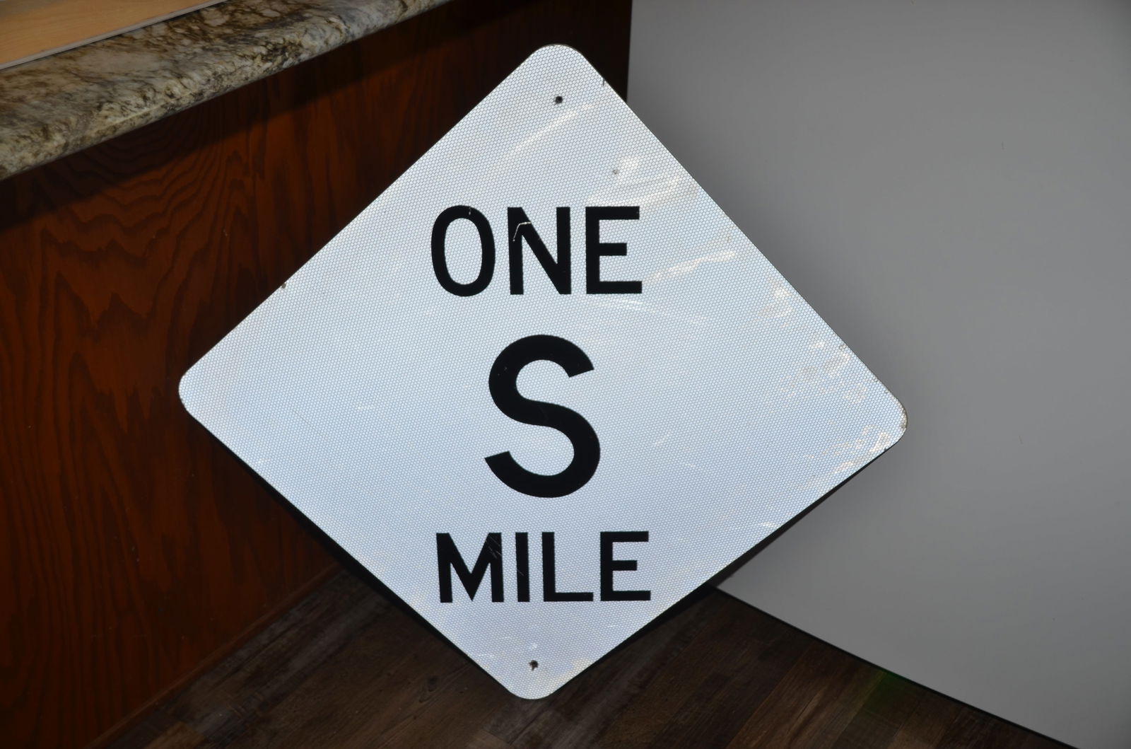 Station One Mile Reflective Sign (1 of 2)