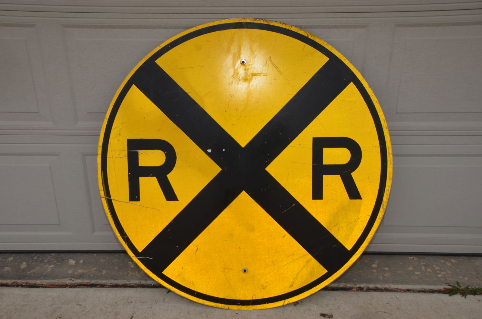 Round Modern Railroad Crossing Reflective Sign (1 of 2)