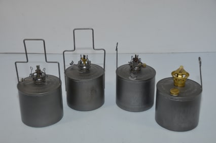 Four Restored Adams and Westlake Tall Round Founts with Burners