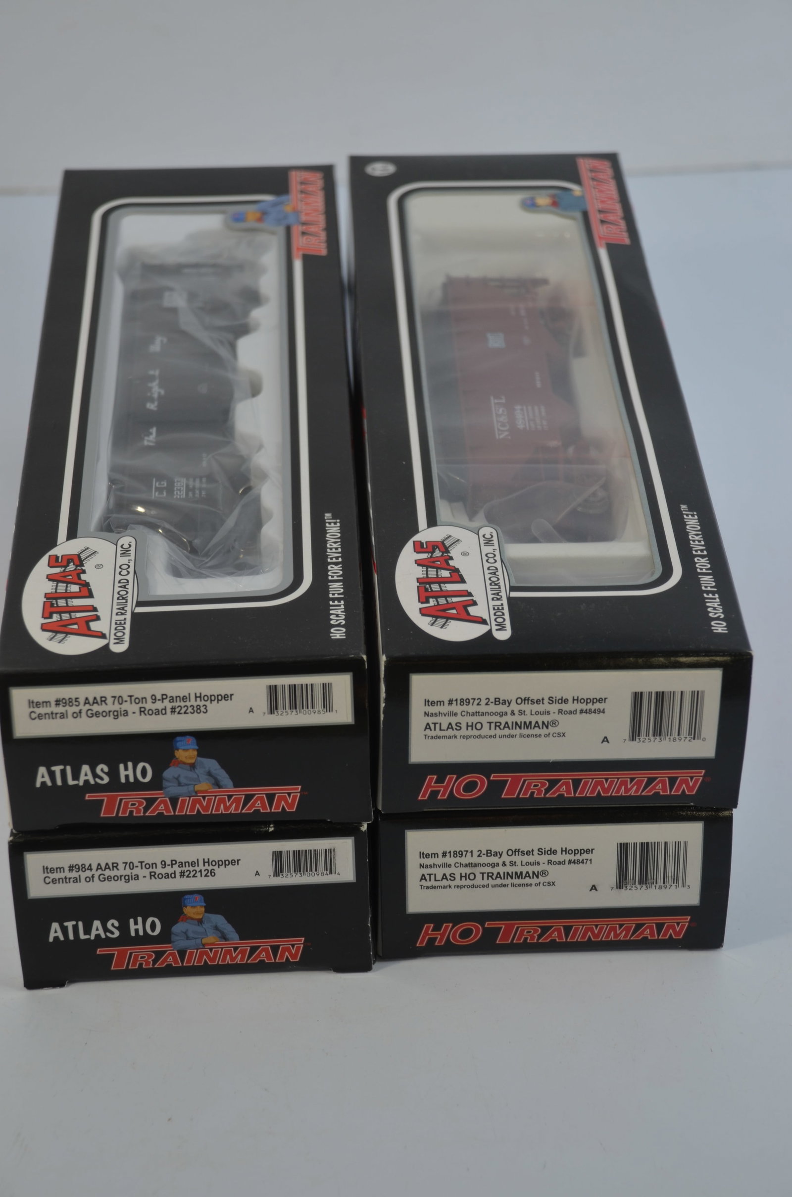 4-pack of Mixed Hopper Cars-Atlas TM-NCSTL/C of GA RR-HO Scale-New in Box (1 of 3)