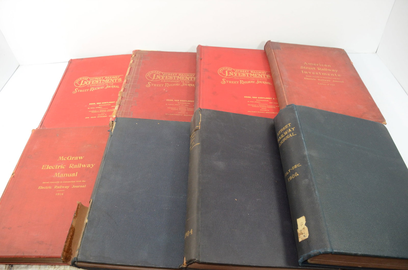 American Street RY Investments/Street RY Journal/Electric RY Manual 1897-1914: This lot has eight rare and HEAVY books! The good thing is that despite the weight, we can ship them to you via media mail to save expense! The books are four volumes of American Street Railway Invest
