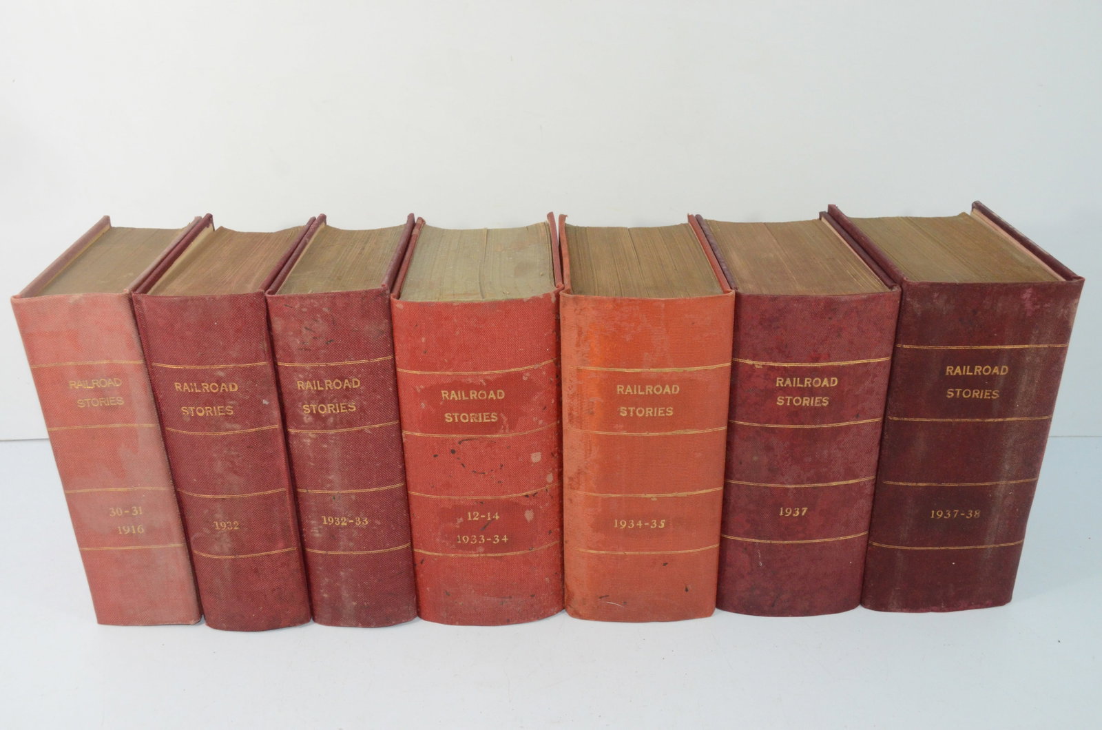 Railroad Man’s Magazine/Railroad Stories-7 Bound Volumes 1916-1938: This is a lot of seven bound volumes of Railroad Man’s Magazine, which would eventually become known as “Railroad Stories” magazine. This includes a 1916 bound volume, as well as bou