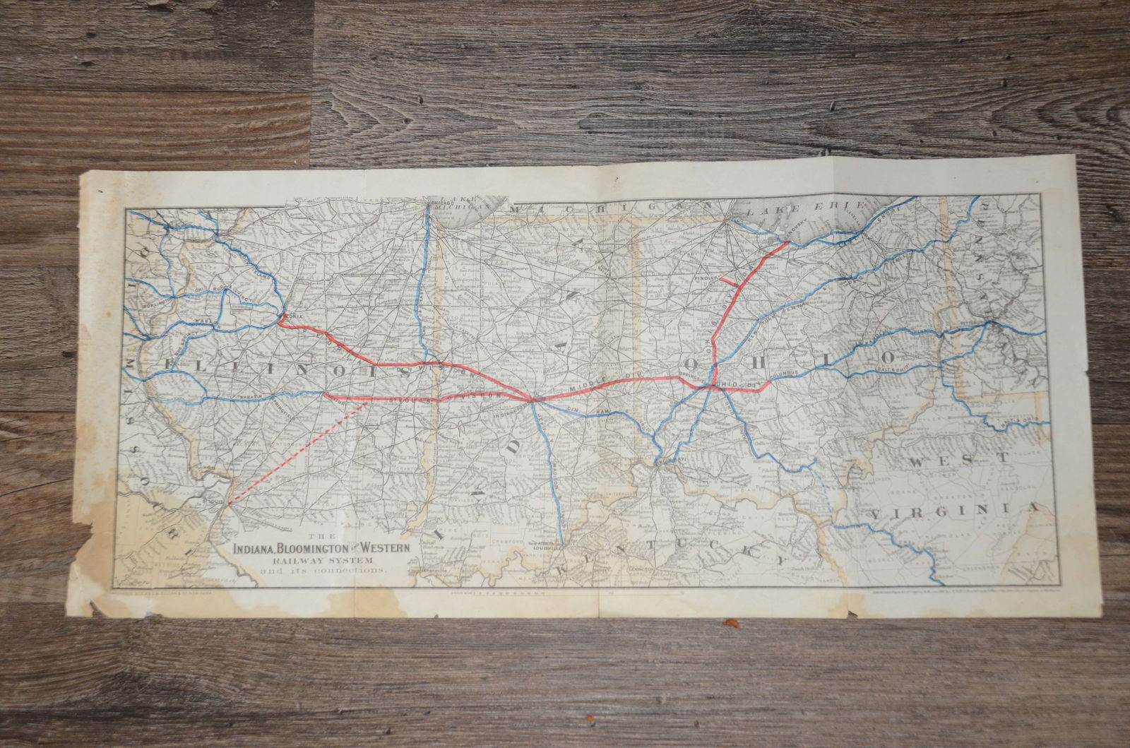 1882 Indiana Bloomington and Western Railway Map (1 of 5)