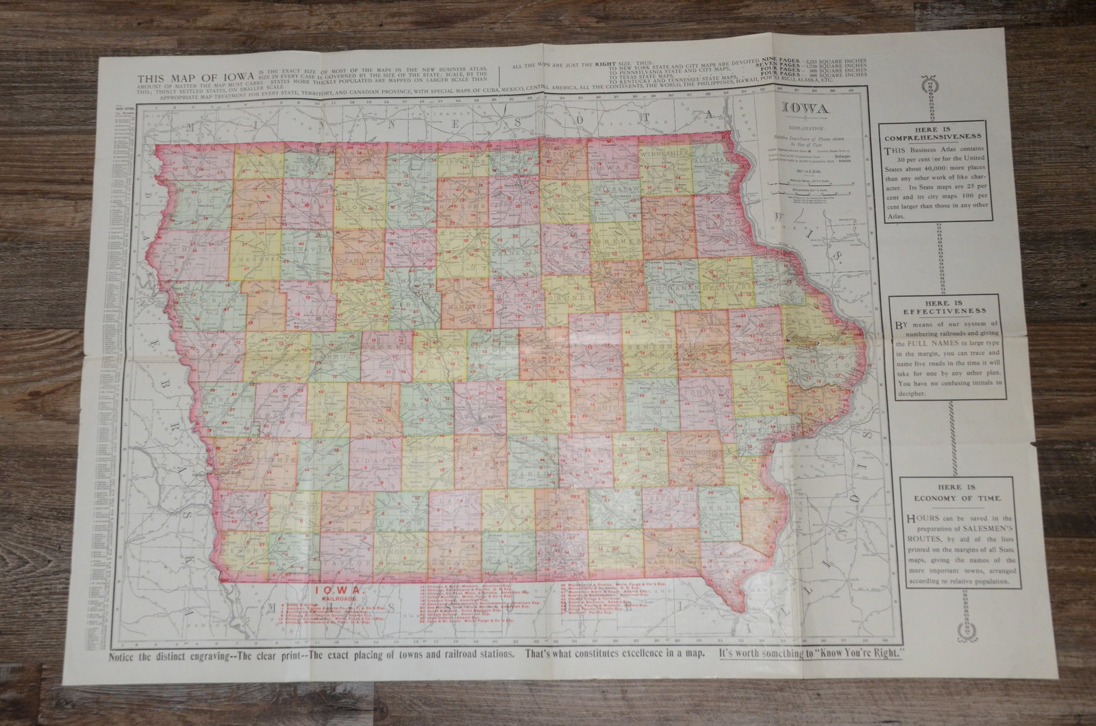 1905 Railroad Map of Iowa: This is a 1905 Railroad Map of Iowa. Copyrighted in 1902 and 1904 by Rand McNally and Company, this map is also part of the 1905 Rand McNally Business Atlas. Shows all railroad lines that existed in 1